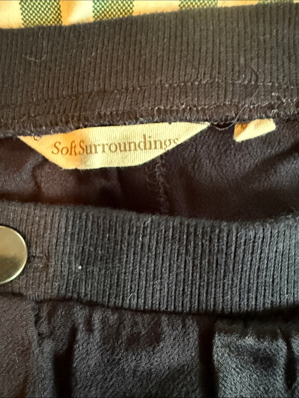 Soft Surroundings Rue De Luxe Wide Leg Pants Navy Satin Accent size M - Picture 10 of 13
